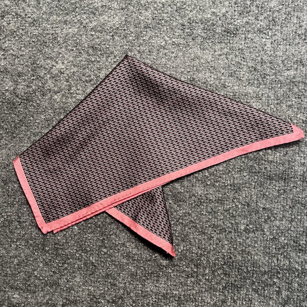 PRONTO UOMO Mens Silk Navy Pink Edge Print Pocket Square Stylish Formal Classy